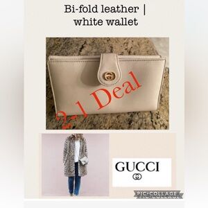2-1 Deal Gucci|white leather Bi-Fold wallet ++free shopping bag :)